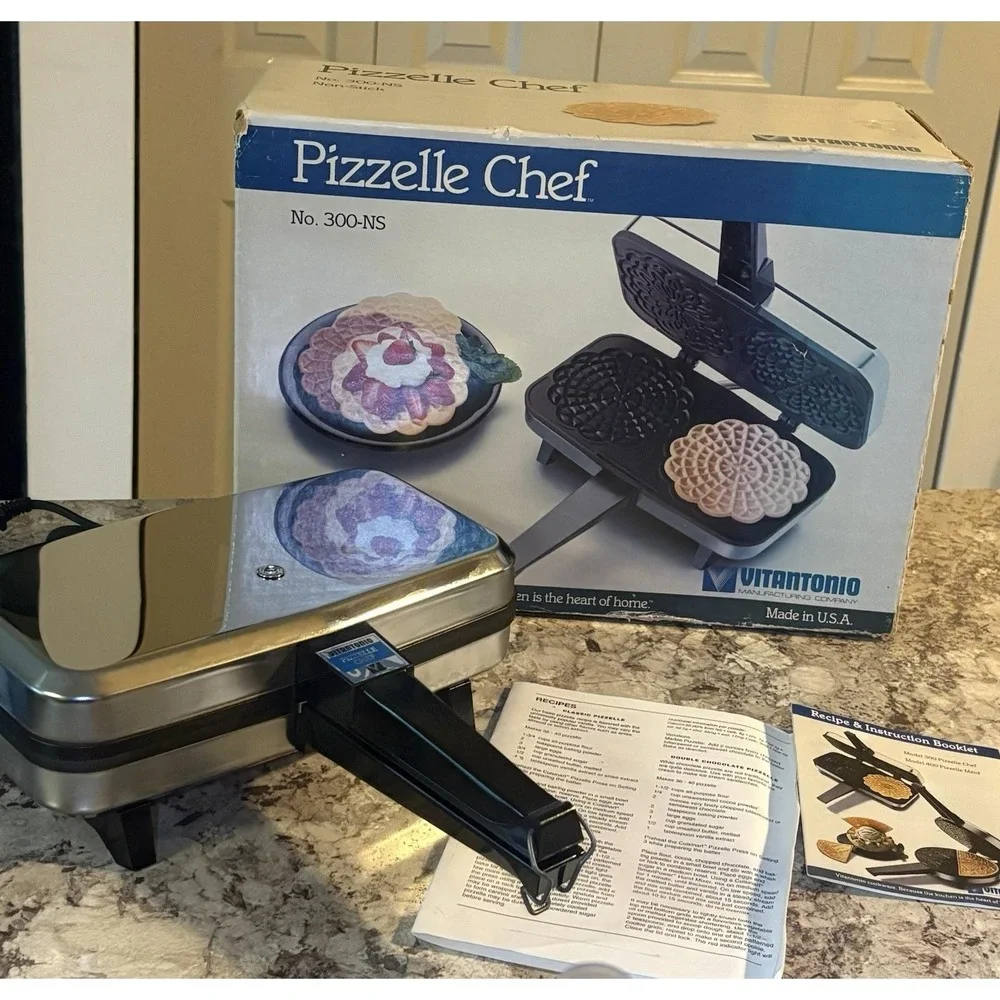 Vitantonio Pizzelle Chef 300-NS Italian Cookie Maker USA Vintage 1989 Open Box